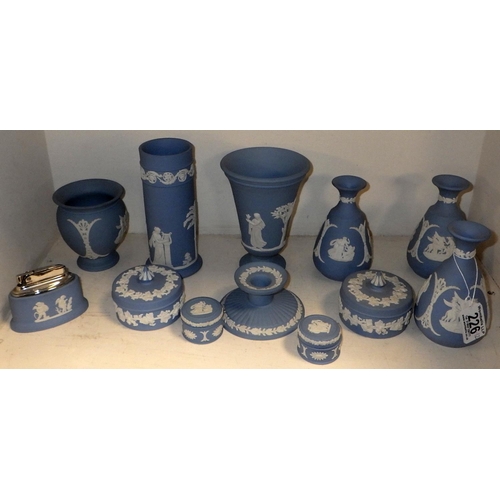 226 - A group of 12 pieces of Wedgwood blue Jasperware (12)