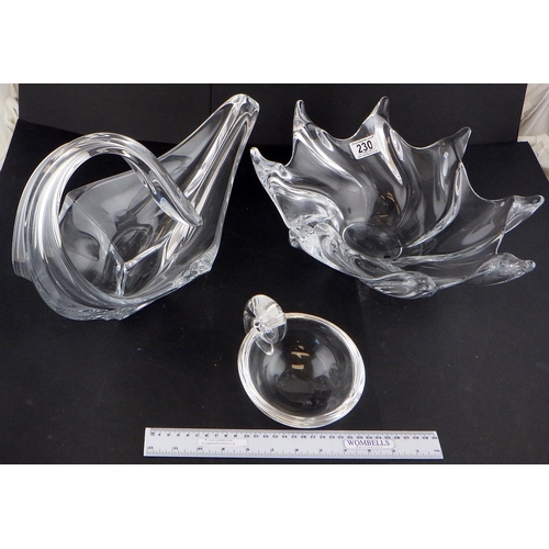 230 - Three art crystal sculptured bowls