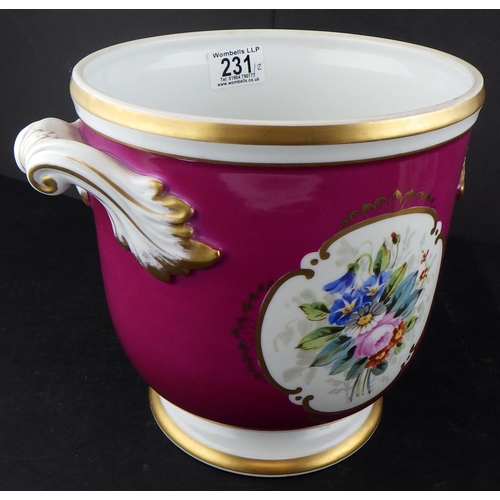 231 - A Portugal hand painted floral jardiniere together with an Italy horse planter (2)