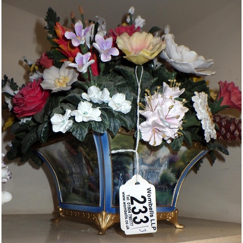 233 - A Bradford exchange floral bouquet together with an Italian pottery fruit bowl and a small floral po... 