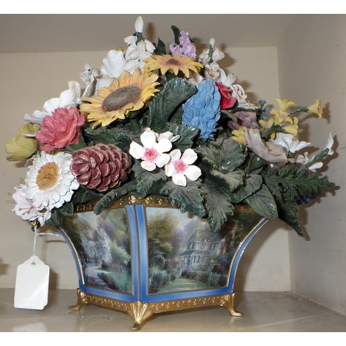 233 - A Bradford exchange floral bouquet together with an Italian pottery fruit bowl and a small floral po... 