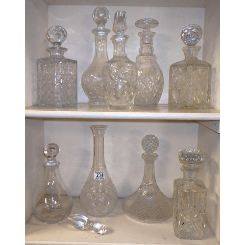 234 - A group of 9 various decanters