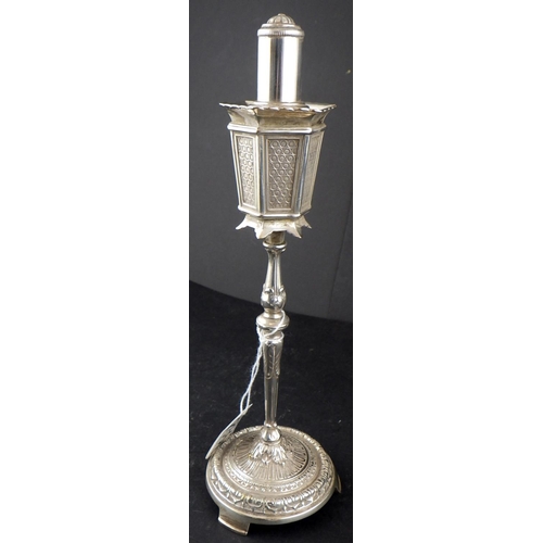 236 - A silver plated novelty street lamp table lighter 25cm tall together with a further lighter (2)