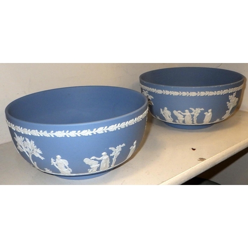 240 - A pair of Wedgwood blue Jasperware bowls  20cm diameter (2)