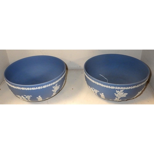 240 - A pair of Wedgwood blue Jasperware bowls  20cm diameter (2)