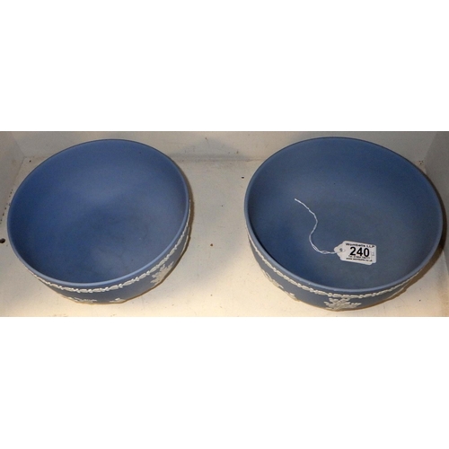 240 - A pair of Wedgwood blue Jasperware bowls  20cm diameter (2)