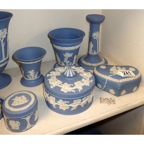 241 - A group of 10 pieces of Wedgwood blue Jasperware (10)