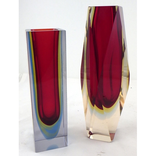 244 - Two Murano vases 20 & 23cm tall, faceted vase slight af (2)