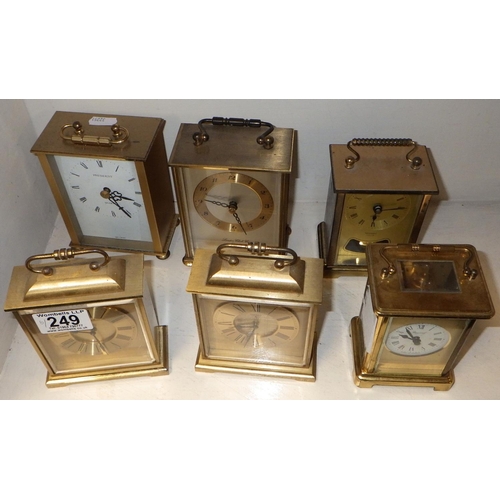 249 - A group of six misc brass clocks af