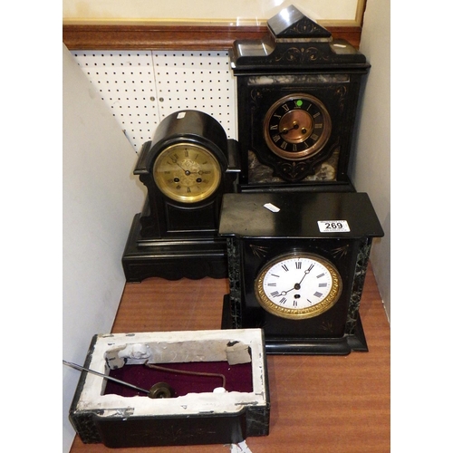 269 - Three early 19thC slate mantle clocks af (3)