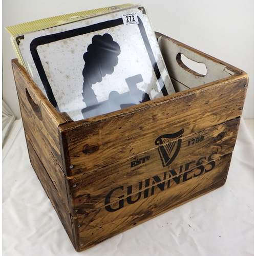 272 - A group of 20 metal advertising signs in a modern Guinness crate