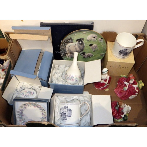 288 - Three boxes of misc ceramics to inc Wedgwood, Coalport, Grafton tea ware, miniature jugs etc (3)