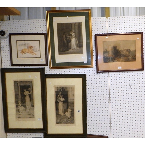 297 - A group of five framed pictures and prints (5)