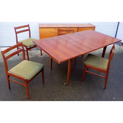 A Meredew extending dining table, four chairs and sideboard, 166cm long
