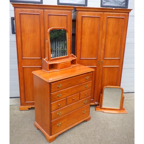 658 - A pair of Younger wardrobes, chest of drawers & two mirrors  (5)