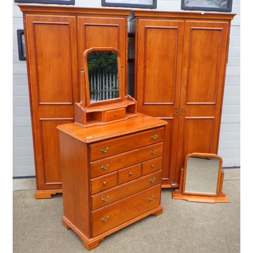 658 - A pair of Younger wardrobes, chest of drawers & two mirrors  (5)