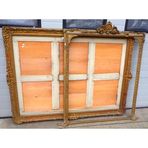 668 - Two 19th cen overpainted gesso mirror/picture frames (a/f), largest 186cm x 143cm