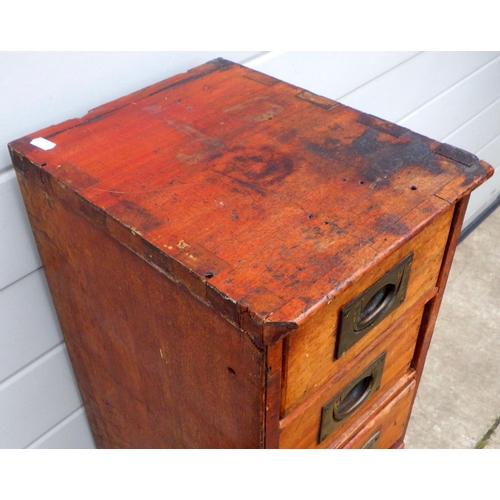 678 - A mahogany pedestal chest section with brass inset handles together with a mahogany case (a/f) (2)