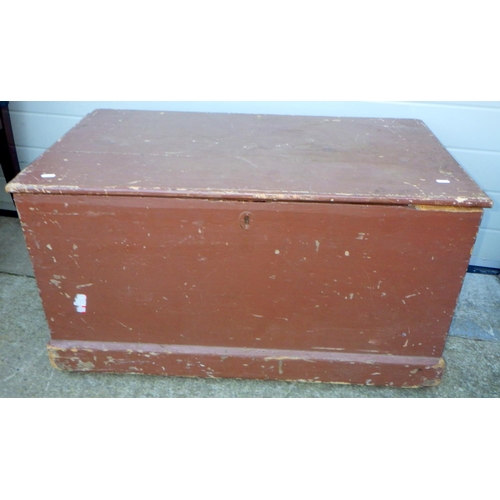 700 - A brown painted Victorian blanket box, 90cm wide