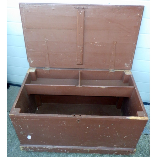 700 - A brown painted Victorian blanket box, 90cm wide