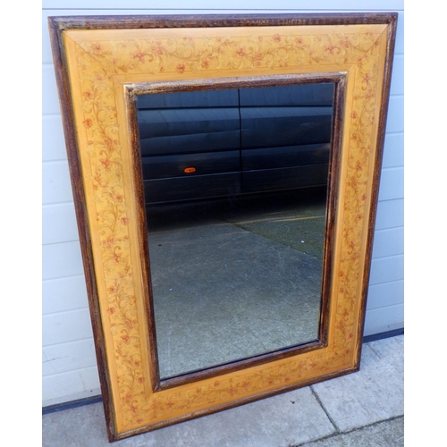 730 - A rectangular floral framed mirror, 125cm x 95cm