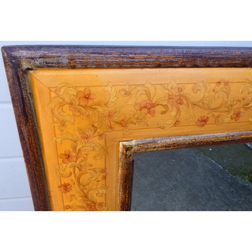 730 - A rectangular floral framed mirror, 125cm x 95cm