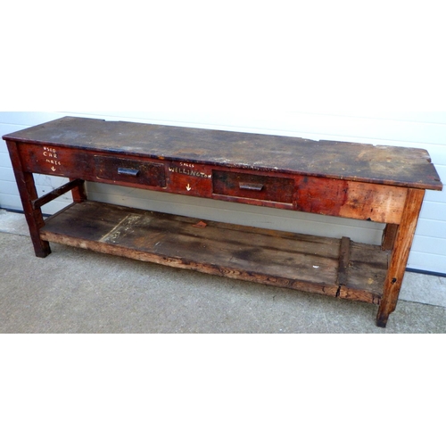 741 - A work bench, 247cm long