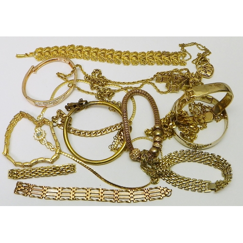 308 - A qty of costume jewellery chains etc.