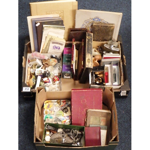 312 - A miscellaneous lot comprising ephemera incl 19th cent school exercise books from Mr Dawsons Crescen... 