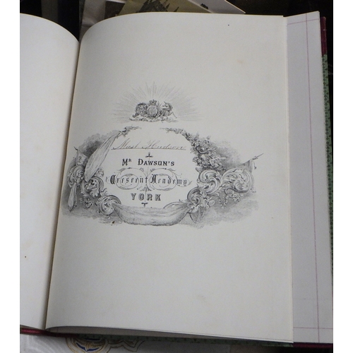 312 - A miscellaneous lot comprising ephemera incl 19th cent school exercise books from Mr Dawsons Crescen... 