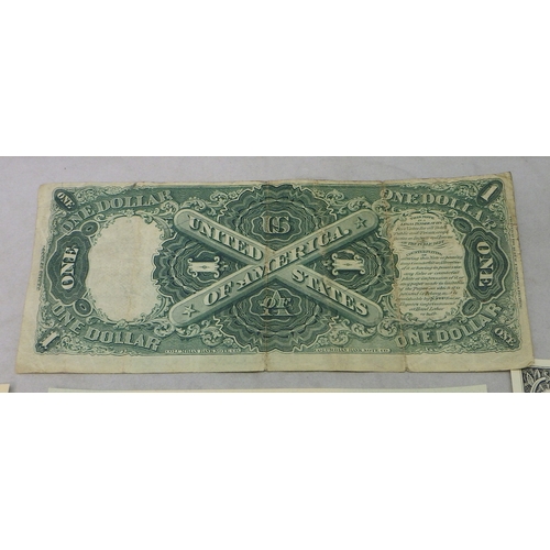 325 - Banknotes: a United States One Dollar bill, 1880 series; early 21st century Federal Reserve notes in... 