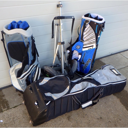 757 - Two golf bags, trolley and carry bag (4)