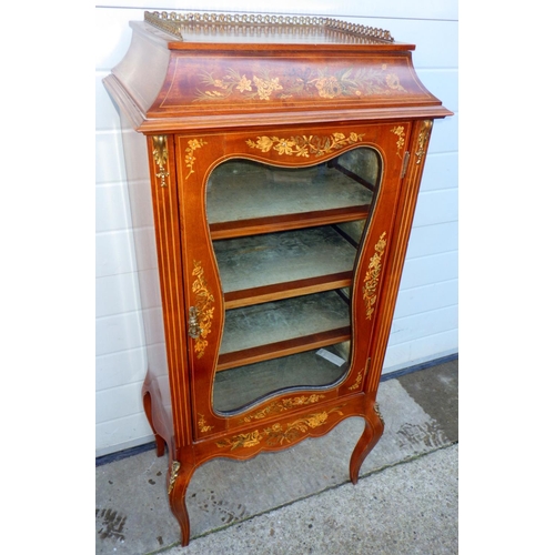 770 - An Edwardian mahogany & floral inlaid narrow cabinet on cabriole legs, 60cm wide