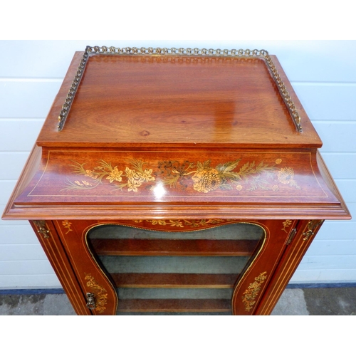 770 - An Edwardian mahogany & floral inlaid narrow cabinet on cabriole legs, 60cm wide