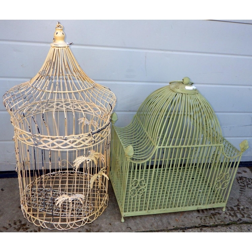 780 - Two metal bird cages, tallest 63cm tall