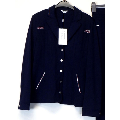 1025 - Coco Y Club Navy cropped trousers and matching jacket with embroidered detail.Ticket price £207  (2)
