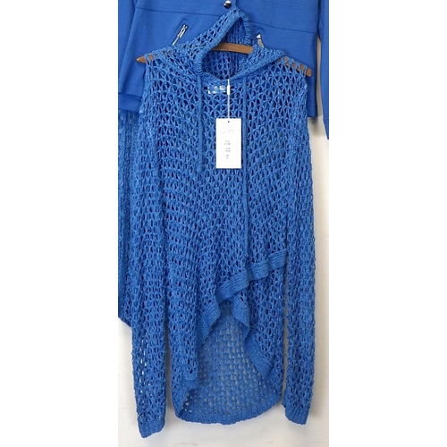 1031 - Coco Y Club blue mesh swing cardigan, similar blue mesh hoodie jumper and blue jacket. All size medi... 