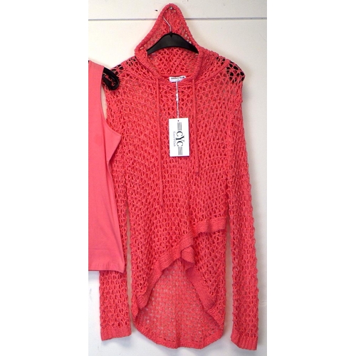 1033 - Coco Y Club coral mesh hoodie, coral vest and coral jumper. All size medium. Ticket price £213 (3)