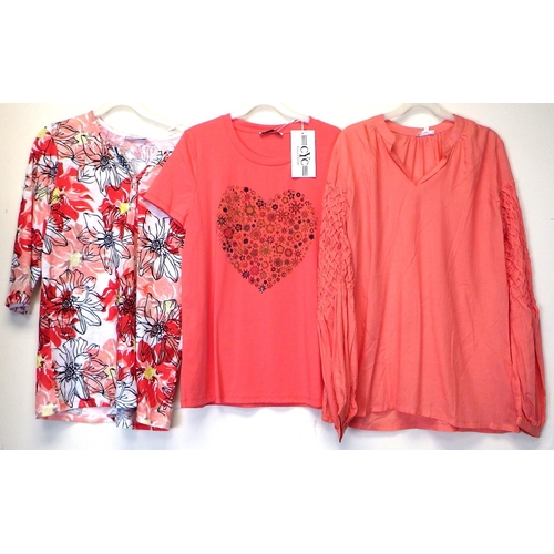 1036 - Coco Y Club flower pattern 3/4 sleeved top, T shirt with embellished heart on front and weave sleeve... 
