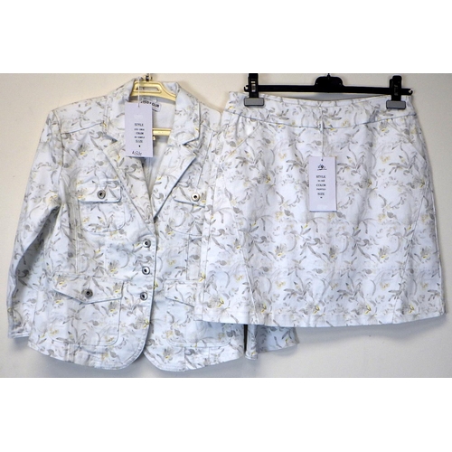 1060 - Coco Y Club printed grey and yellow flower print jacket and matching skirt. Both size medium. Ticket... 