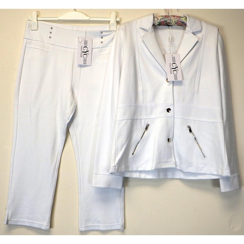 1066 - Coco Y Club white jacket (some marking to jacket collar) with zipped pockets and matching cropped tr... 
