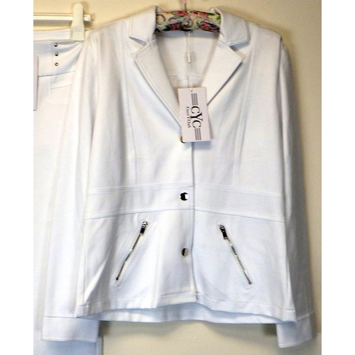 1066 - Coco Y Club white jacket (some marking to jacket collar) with zipped pockets and matching cropped tr... 