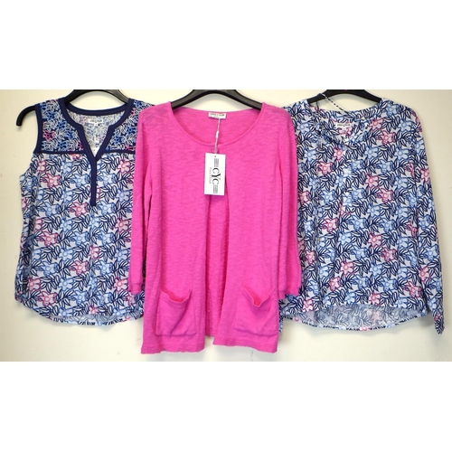 1069 - Coco Y Club pink and blue floral pattern rolled up sleeve top with matching vest and a one button kn... 