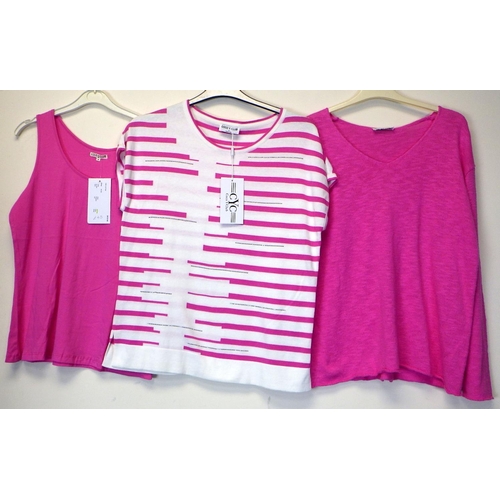1074 - Coco Y Club hot pink vest together with a hot pink knitted jumper and a hot pink and white striped e... 