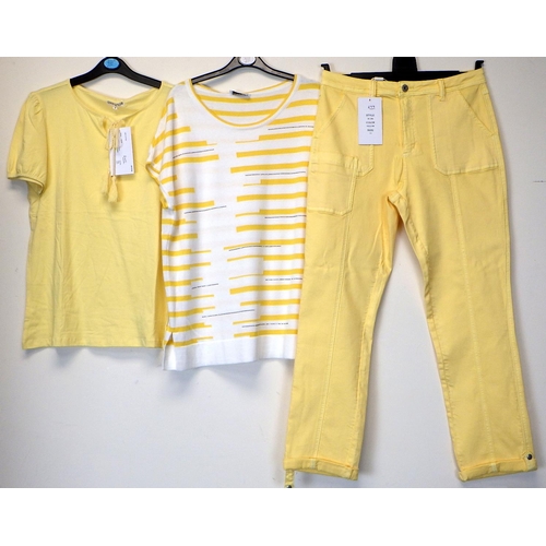 1087 - Coco Y Club pair of yellow turn up jeans (size 10) together with a sun tassel T shirt and a yellow a... 