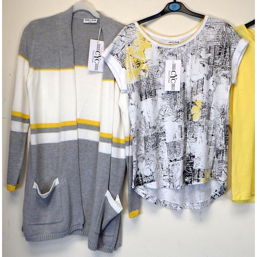 1088 - Coco Y Club yellow button neck T shirt together with a yellow, grey and black T shirt and a grey, wh... 