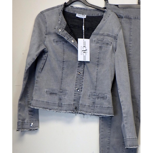 1090 - Coco Y Club grey denim straight trouser jeans and matching jacket, both size medium. Ticket price £2... 