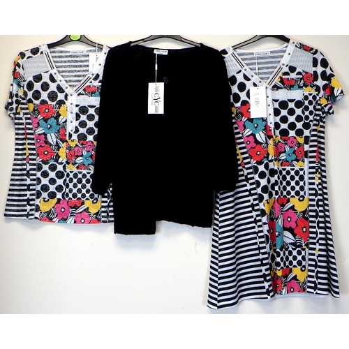 1092 - Coco Y Club black knitted shrug with one button together with a multi-coloured print dress and match... 