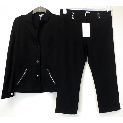 1098 - Coco Y Club black jacket with zip pockets and matching cropped trousers. Both size medium. Ticket pr... 