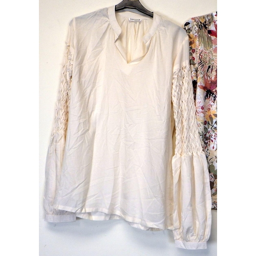 1101 - Coco Y Club weaved detail sleeve blouse in cream together with a floral patterned T shirt. Both size... 